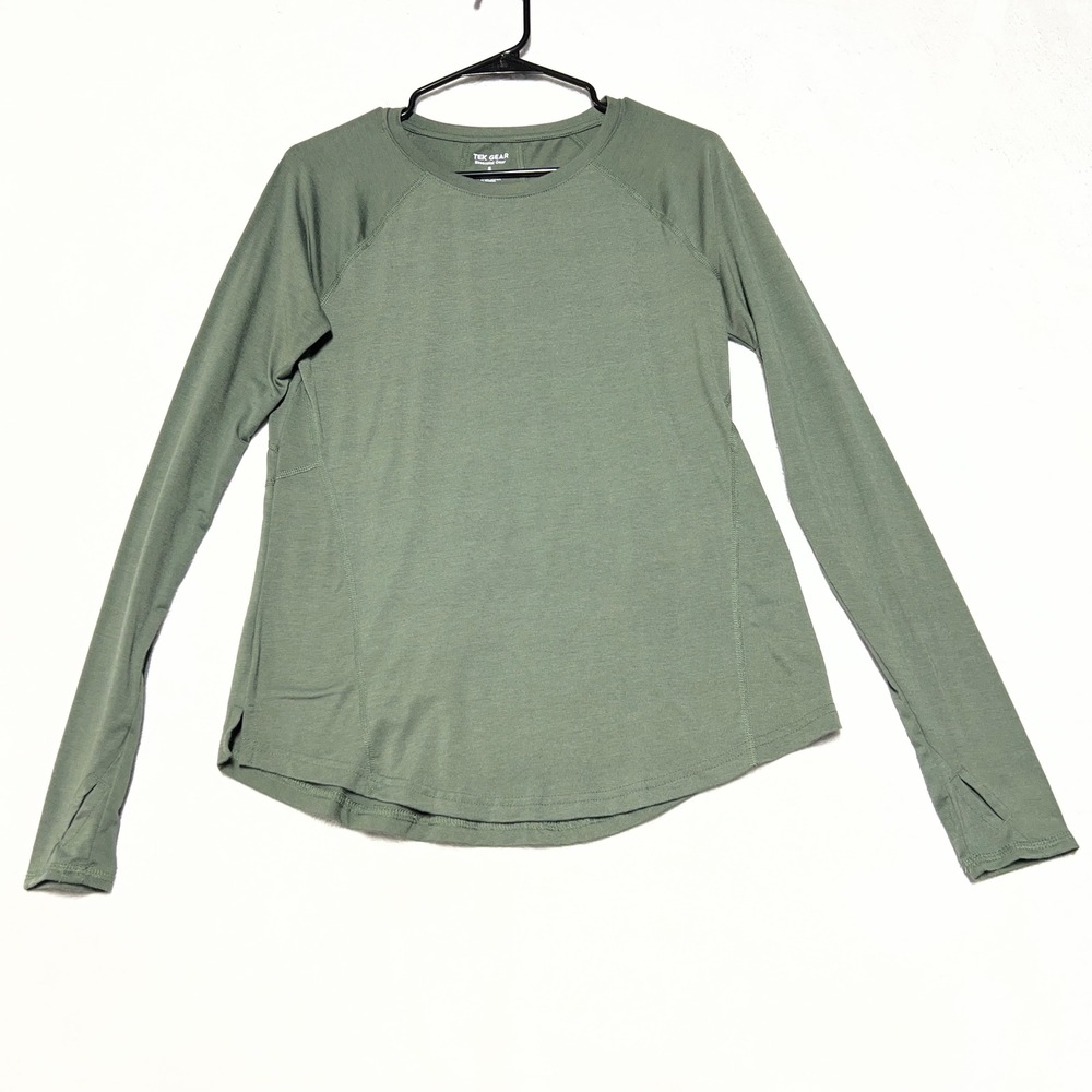 Tek Gear Long Sleeve Top Womens Small Army Green Thumbholes